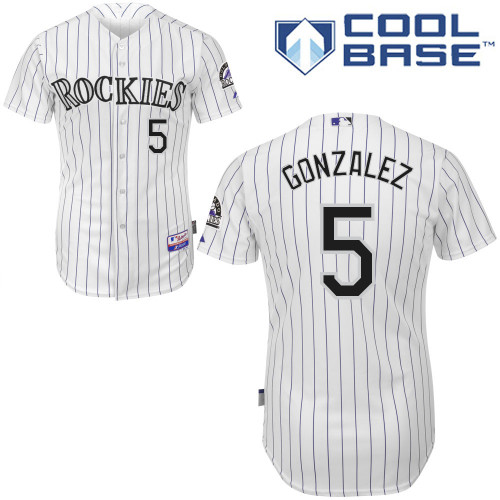 Carlos Gonzalez #5 MLB Jersey-Colorado Rockies Men's Authentic Home White Cool Base Baseball Jersey